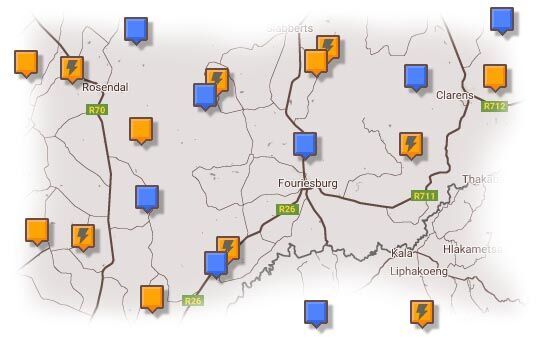 Map of Clarens Accommodation & Surroundings